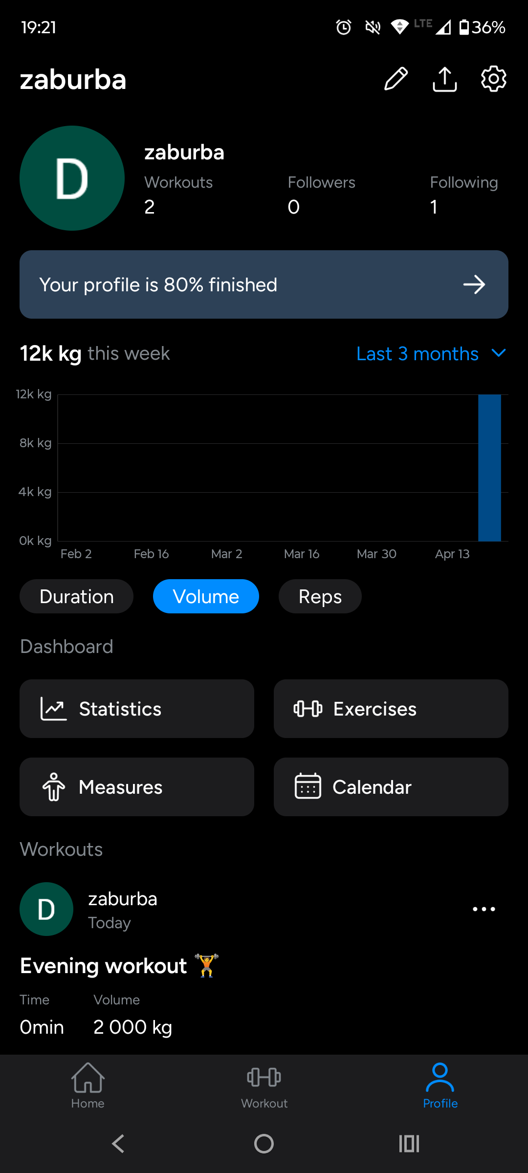 الرسم البياني لتقدم القوة في تطبيق Hevy قبل تصدير البيانات إلى Gainflow